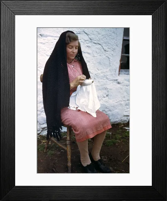 Framed Print : Embroidering Linen Framed Print : Embroidering Linen