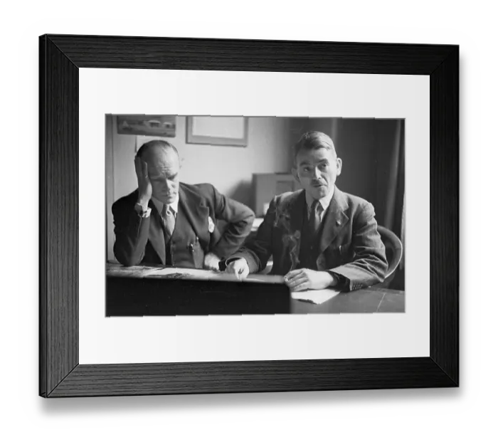 Framed Print : Jet Man. 26th June 1948: Jet engine pioneer Sir Frank Whittle (1907 - 1996), right Framed Print : Jet Man. 26th June 1948: Jet engine pioneer Sir Frank Whittle (1907 - 1996), right