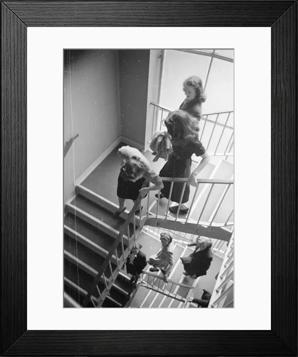 Framed Print : Staircase. 17th January 1948: Young women on the staircase of a Cecil House Framed Print : Staircase. 17th January 1948: Young women on the staircase of a Cecil House