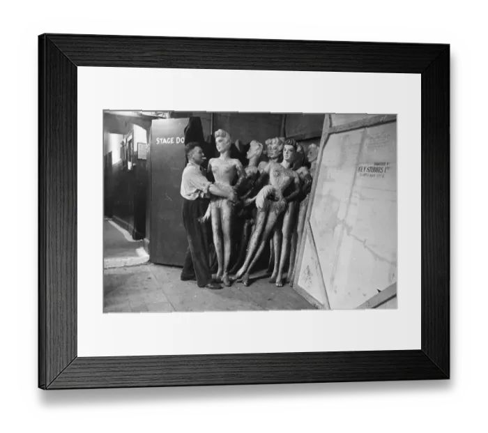 Framed Print : Props. 26th April 1947: The sets and props waiting to be loaded for the journey to York Framed Print : Props. 26th April 1947: The sets and props waiting to be loaded for the journey to York