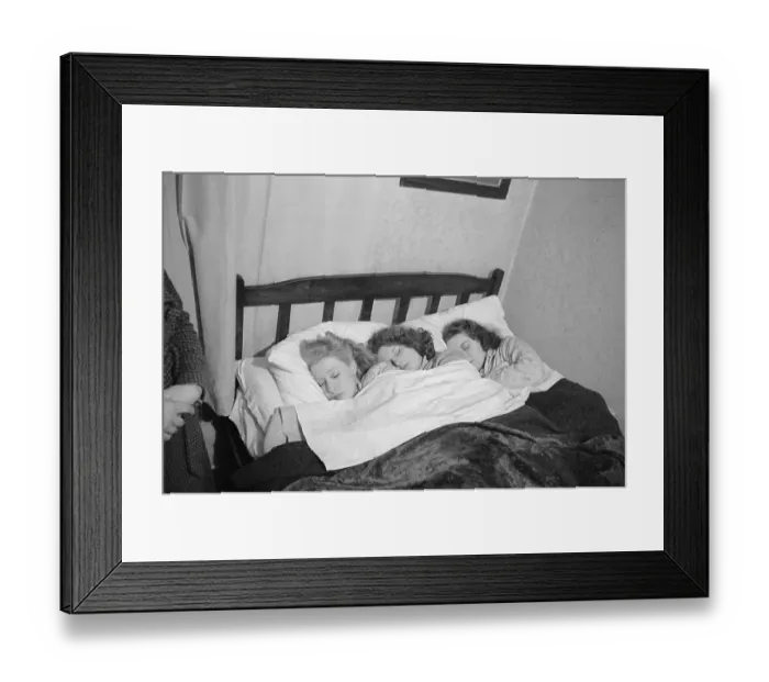 Framed Print : On Tour. 26th April 1947: Chorus girls on tour sometimes sleep two Framed Print : On Tour. 26th April 1947: Chorus girls on tour sometimes sleep two