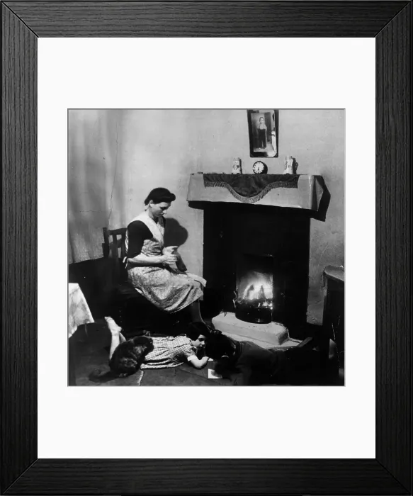 Framed Print : Darning By The Fire Framed Print : Darning By The Fire