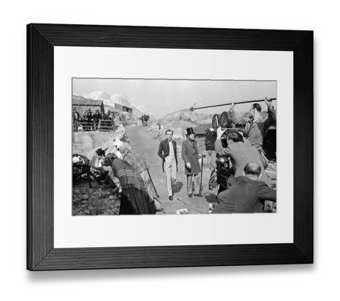 Framed Print : Filming. 13th July 1946: A scene from filming using a foundation of wire netting
