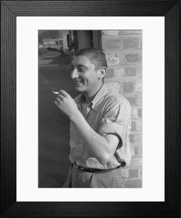 Framed Print : Refugee. 1946: A Jewish refugee in England Framed Print : Refugee. 1946: A Jewish refugee in England