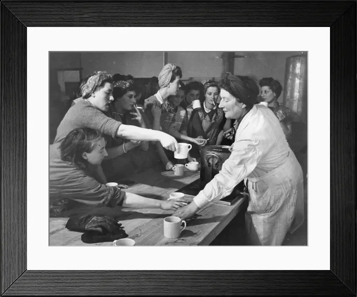 Framed Print : Tea Break. November 1945: Women who work in the herring industry at Yarmouth Framed Print : Tea Break. November 1945: Women who work in the herring industry at Yarmouth