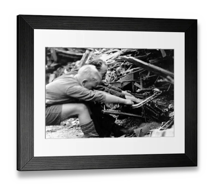 Framed Print : Searching Wreckage