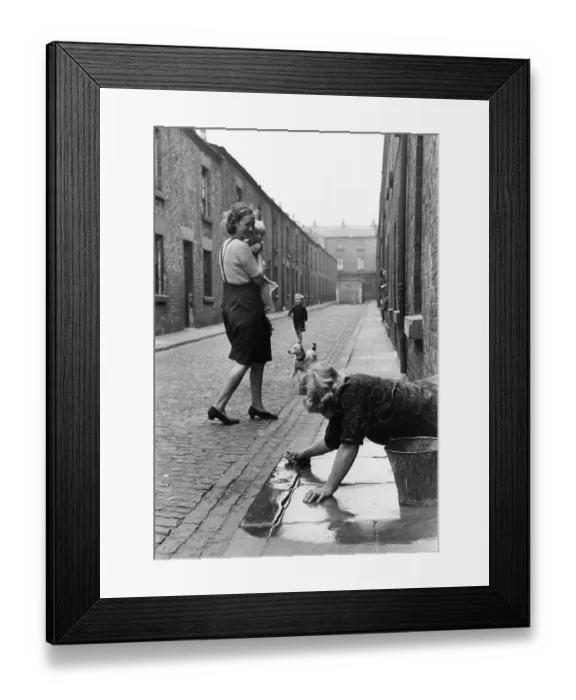Framed Print : Postwar Street Scene Framed Print : Postwar Street Scene