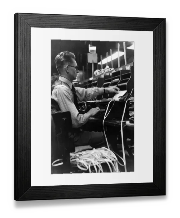 Framed Print : Teleprinter Operator Framed Print : Teleprinter Operator