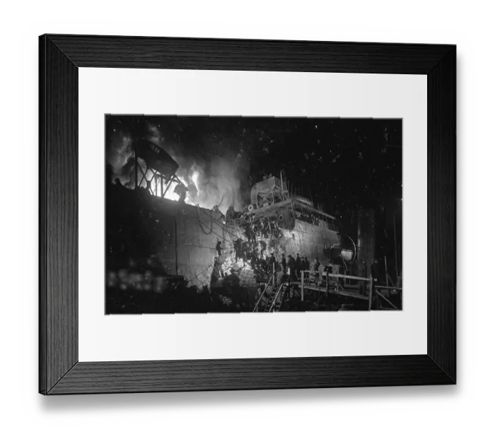 Framed Print : Burning Troopship