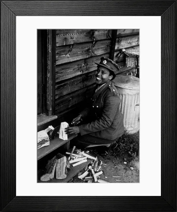 Framed Print : ATS Work. 4th December 1943: A woman in the ATS chops wood into kindling sticks Framed Print : ATS Work. 4th December 1943: A woman in the ATS chops wood into kindling sticks