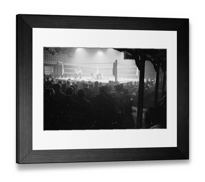 Framed Print : Wrestling. 6th November 1943: Crowd watching the wrestling between A Harman Framed Print : Wrestling. 6th November 1943: Crowd watching the wrestling between A Harman