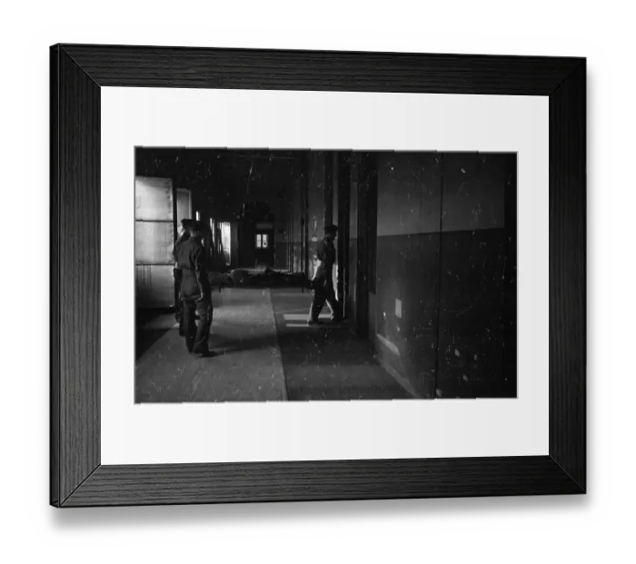 Framed Print : Hospital. A wounded veteran of the battle of El Alamein is stretchered Framed Print : Hospital. A wounded veteran of the battle of El Alamein is stretchered