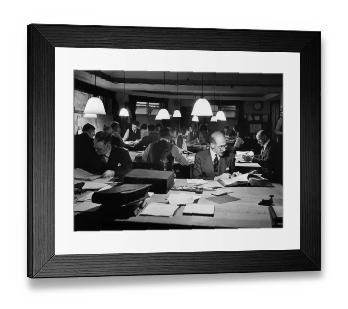 Framed Print : Censors. 26th September 1942: Interior of the Ministry of Transport de-coding