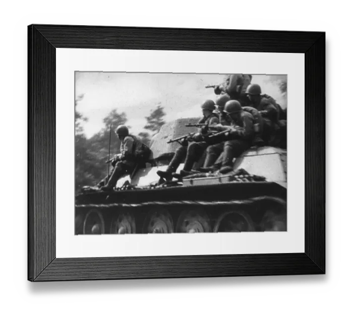 Framed Print : Riflemen On Tank Framed Print : Riflemen On Tank