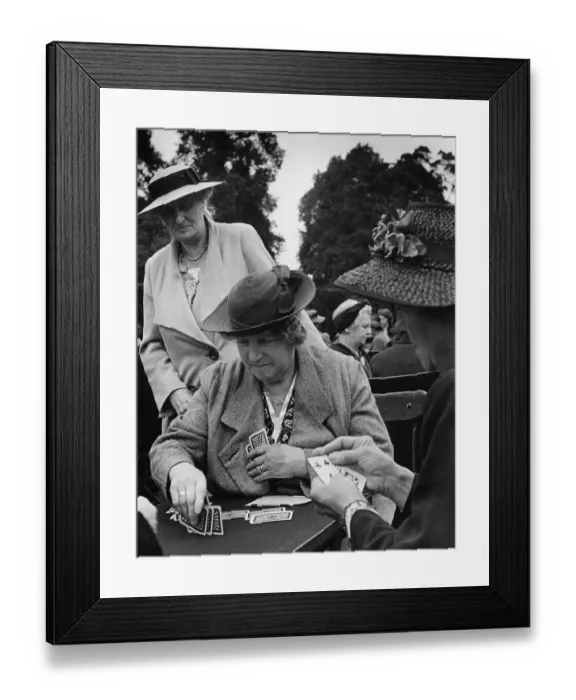 Framed Print : Card Game. 1942: Card players playing whist outside Framed Print : Card Game. 1942: Card players playing whist outside