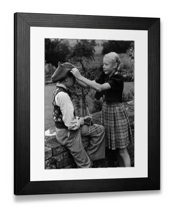 Framed Print : Child Knitters Framed Print : Child Knitters