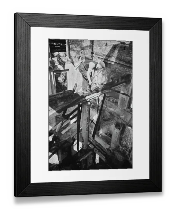 Framed Print : Dangerous Demolition Work Framed Print : Dangerous Demolition Work