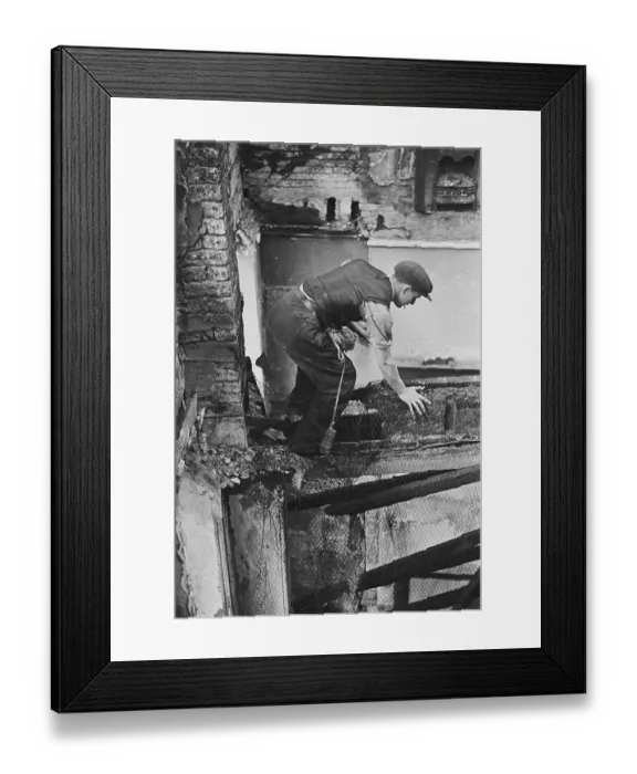 Framed Print : Dangerous Demolition Work Framed Print : Dangerous Demolition Work