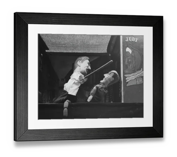 Framed Print : Satirical Puppet Show