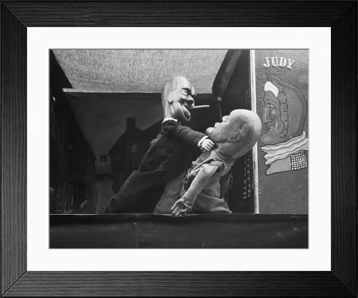 Framed Print : Satirical Puppet Show