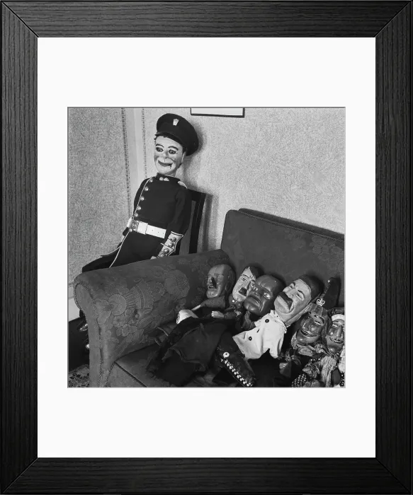 Framed Print : Satirical Puppet Show