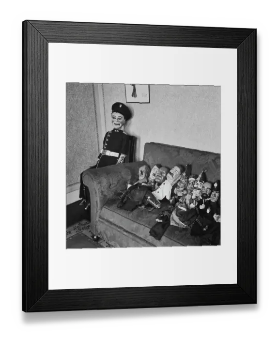 Framed Print : Satirical Puppet Show