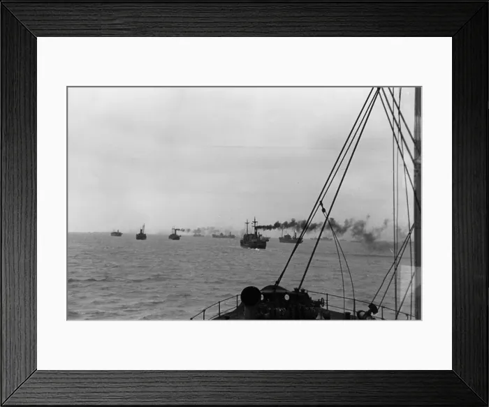 Framed Print : Convoy. 3rd May 1941: A Channel convoy sails from a British port in WW II Framed Print : Convoy. 3rd May 1941: A Channel convoy sails from a British port in WW II