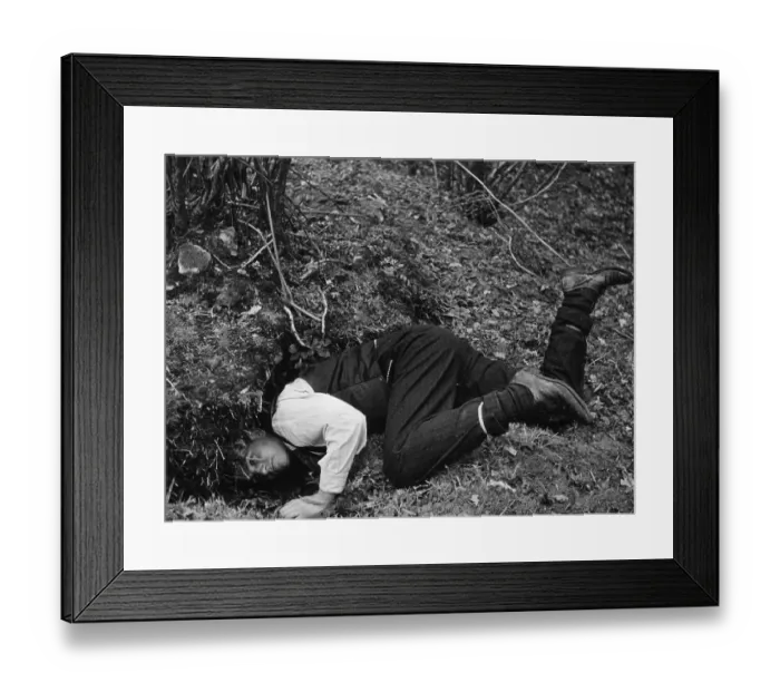 Framed Print : Rabbiting. A man with his arm down a rabbit hole whilst rabbiting' Framed Print : Rabbiting. A man with his arm down a rabbit hole whilst rabbiting'