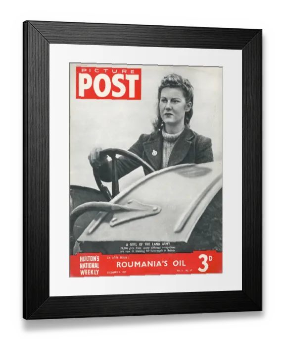Framed Print : Land Girl. The cover of Picture Post magazine featuring a British member Framed Print : Land Girl. The cover of Picture Post magazine featuring a British member