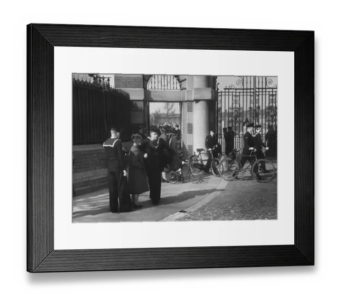 Framed Print : Home Time. 19th August 1939: Outside the Royal Naval Barracks at four pm wives