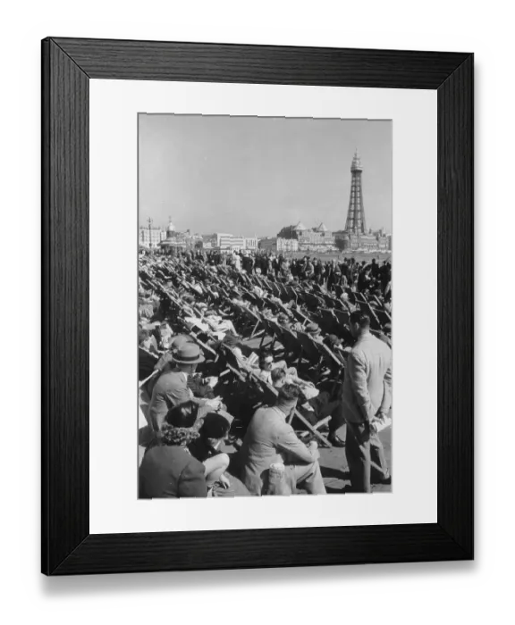 Framed Print : Blackpool. 1st July 1939: Crowds of sunbathers during the holiday season at Blackpool Framed Print : Blackpool. 1st July 1939: Crowds of sunbathers during the holiday season at Blackpool