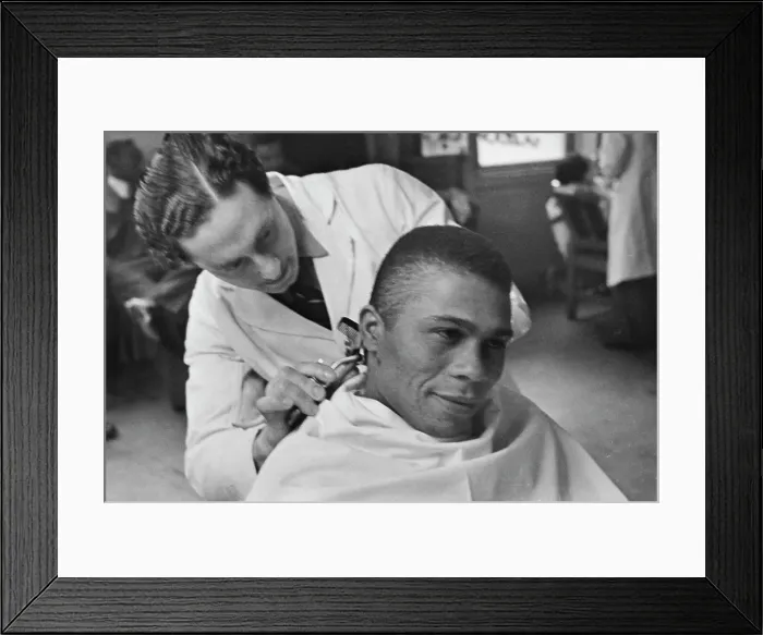 Framed Print : Ken Weekes At The Barber's Framed Print : Ken Weekes At The Barber's