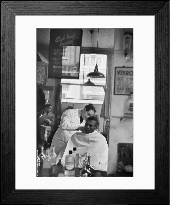 Framed Print : Ken Weekes At The Barber's Framed Print : Ken Weekes At The Barber's