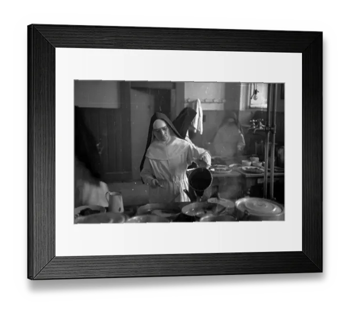 Framed Print : Chef Nun. April 1939: Nuns preparing a meal at Laval University in Quebec Framed Print : Chef Nun. April 1939: Nuns preparing a meal at Laval University in Quebec