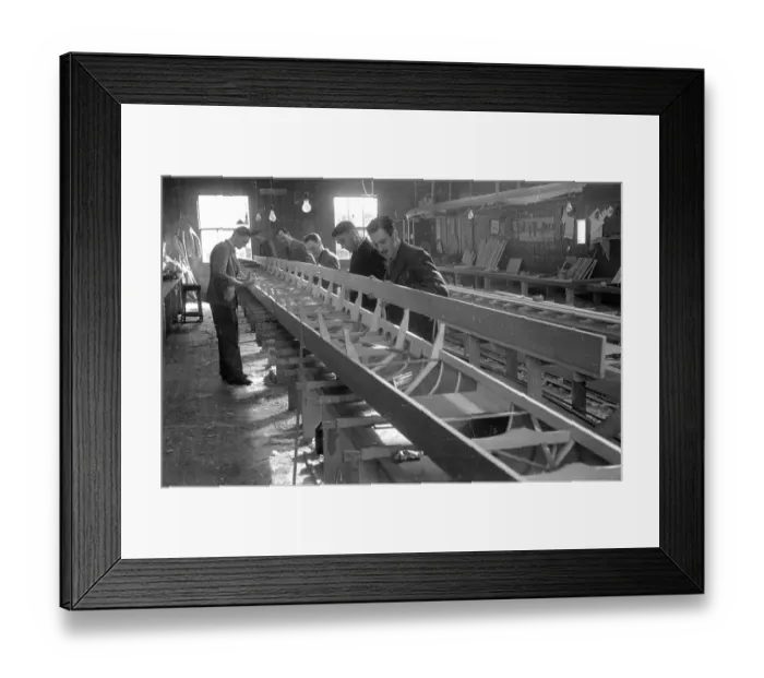 Framed Print : Sax-Board. 1st April 1939: At boatbuilder George Sims workshop a sax-board Framed Print : Sax-Board. 1st April 1939: At boatbuilder George Sims workshop a sax-board