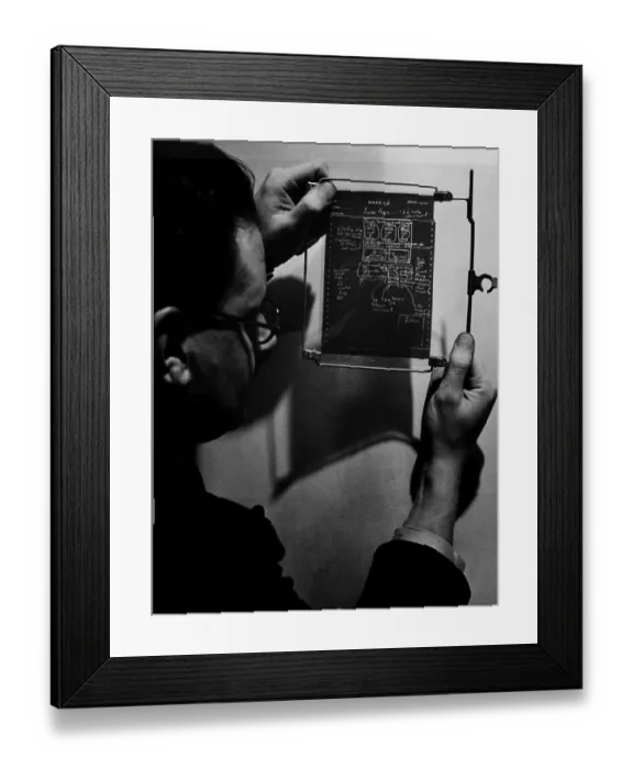 Framed Print : Early Fax. 4th March 1939: A rough plan of a Daily Express page which is Framed Print : Early Fax. 4th March 1939: A rough plan of a Daily Express page which is