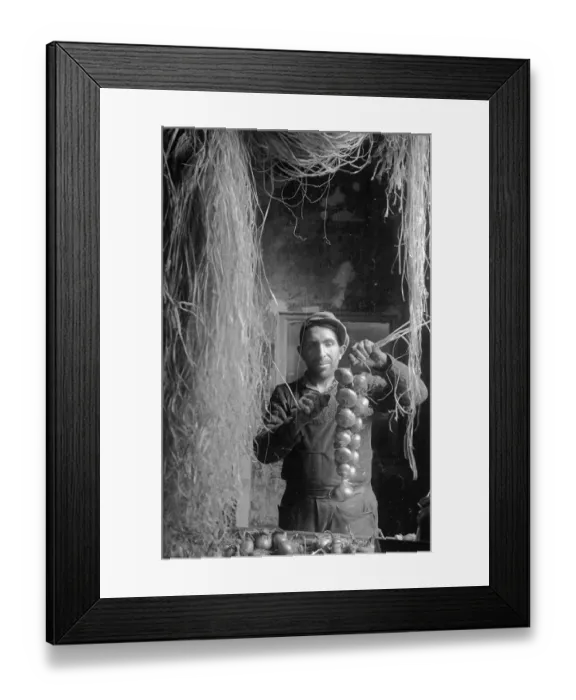 Framed Print : Stringing Onions Framed Print : Stringing Onions
