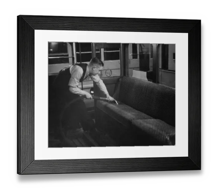 Framed Print : Vacuuming The Bus