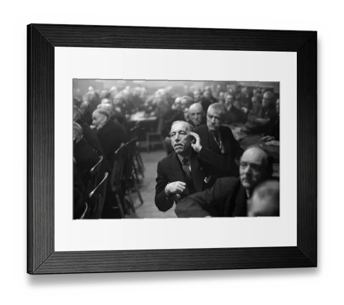 Framed Print : Speak Up. 24th December 1938: Alfred James listening at a meeting of the Grandfathers Club Framed Print : Speak Up. 24th December 1938: Alfred James listening at a meeting of the Grandfathers Club
