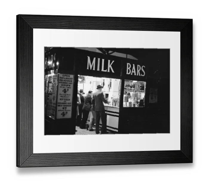 Framed Print : Milk Bar. 8th October 1938: A milk bar in London Framed Print : Milk Bar. 8th October 1938: A milk bar in London