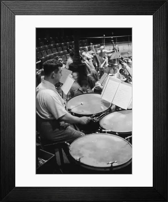 Framed Print : Tympanist. 1st October 1938: Ernest Gillegin, principal tympanist at a Framed Print : Tympanist. 1st October 1938: Ernest Gillegin, principal tympanist at a