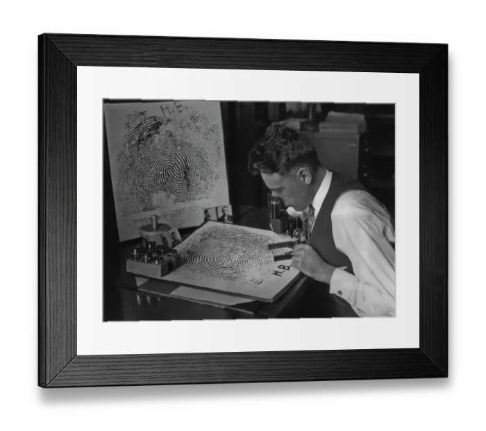 Framed Print : Checking Fingerprints
