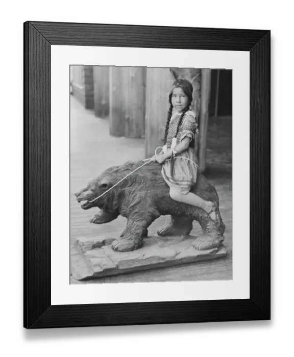Framed Print : Maria Bullchild Rides The Bear