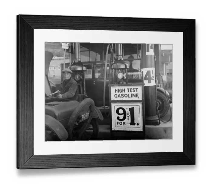 Framed Print : Gas Station, California, 1927 Framed Print : Gas Station, California, 1927