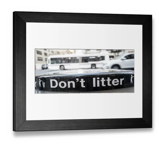 Framed Print : Bill Tompkins Don't Litter signage Archive Framed Print : Bill Tompkins Don't Litter signage Archive