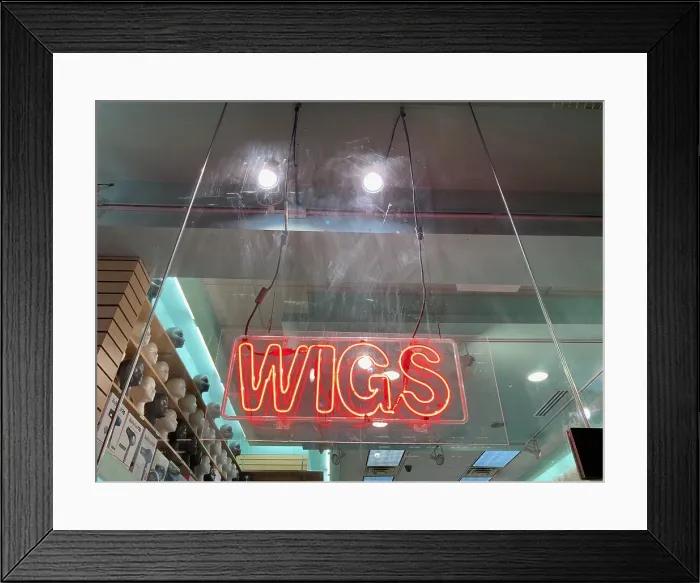 Framed Print : WIGS neon sign Archive Framed Print : WIGS neon sign Archive