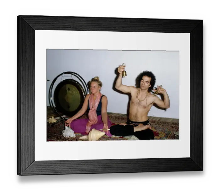 Framed Print : Yoga Folk. A woman wearing a blue and purple outfit with a pink scarf holding Framed Print : Yoga Folk. A woman wearing a blue and purple outfit with a pink scarf holding