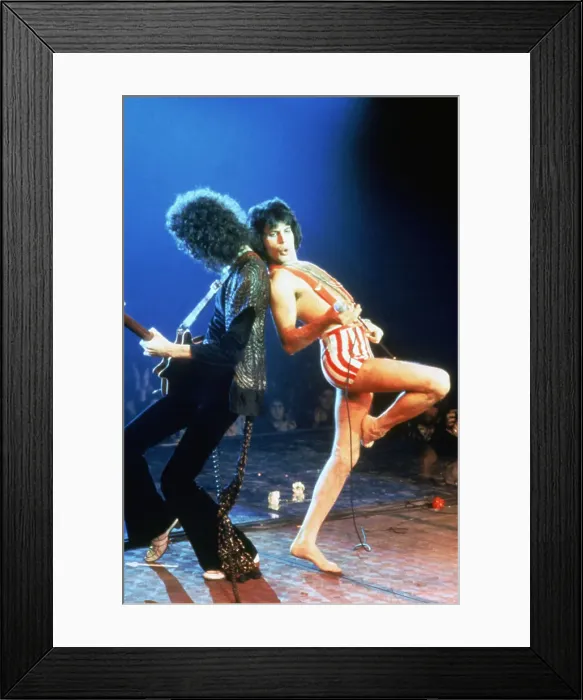 Framed Print : Queen. Brian May and Freddie Mercury (1946 - 1991) of British rock band Queen in concert Framed Print : Queen. Brian May and Freddie Mercury (1946 - 1991) of British rock band Queen in concert