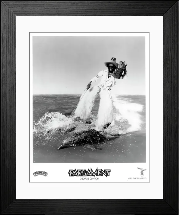 Framed Print : George Clinton Portrait Riding Dolphins Framed Print : George Clinton Portrait Riding Dolphins