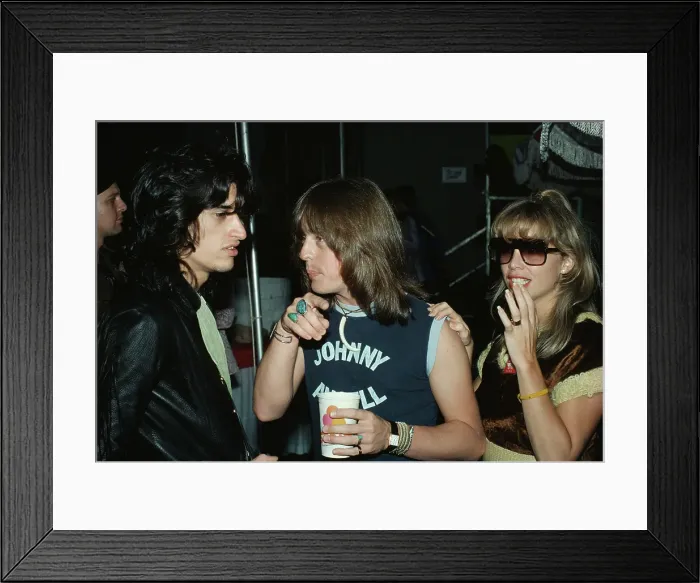 Framed Print : Joe Perry. American guitarist Joe Perry (left) of rock band Aerosmith, circa 1975